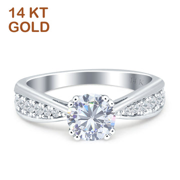 14K White Gold Vintage Style Engagement Ring Round Cubic Zirconia Wholesale